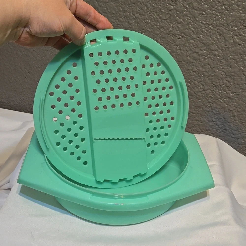 Vintage, Jadeite Tupperware 2pc, Shredder, Grater, Locking Top, Storage, Green